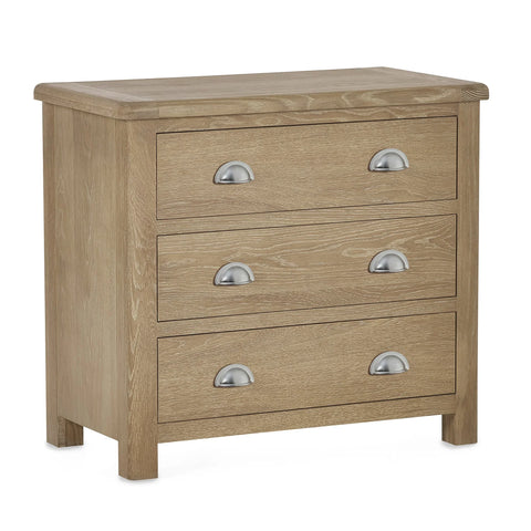 Memphis Limed Oak 3 Drawer Chest - Light Brown - MEM004