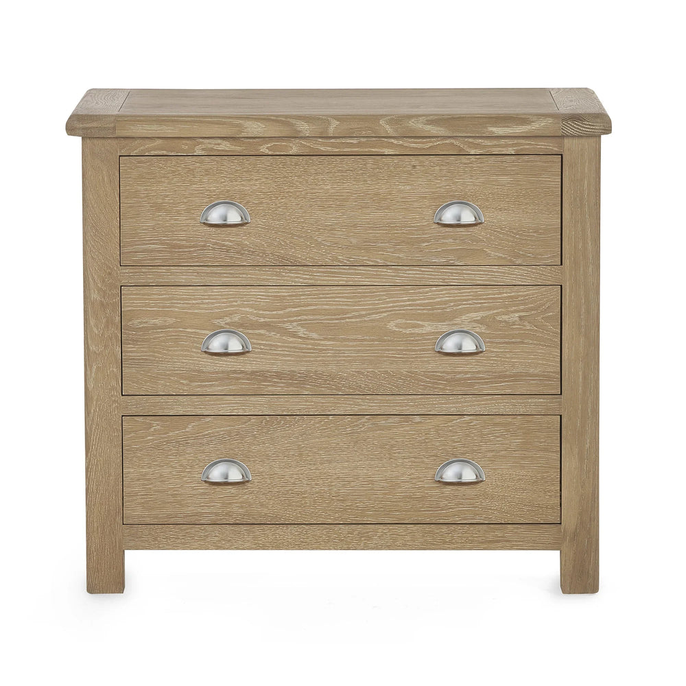 Memphis Limed Oak 3 Drawer Chest - Light Brown - MEM004