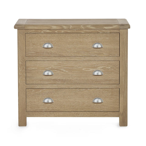 Memphis Limed Oak 3 Drawer Chest - Light Brown - MEM004