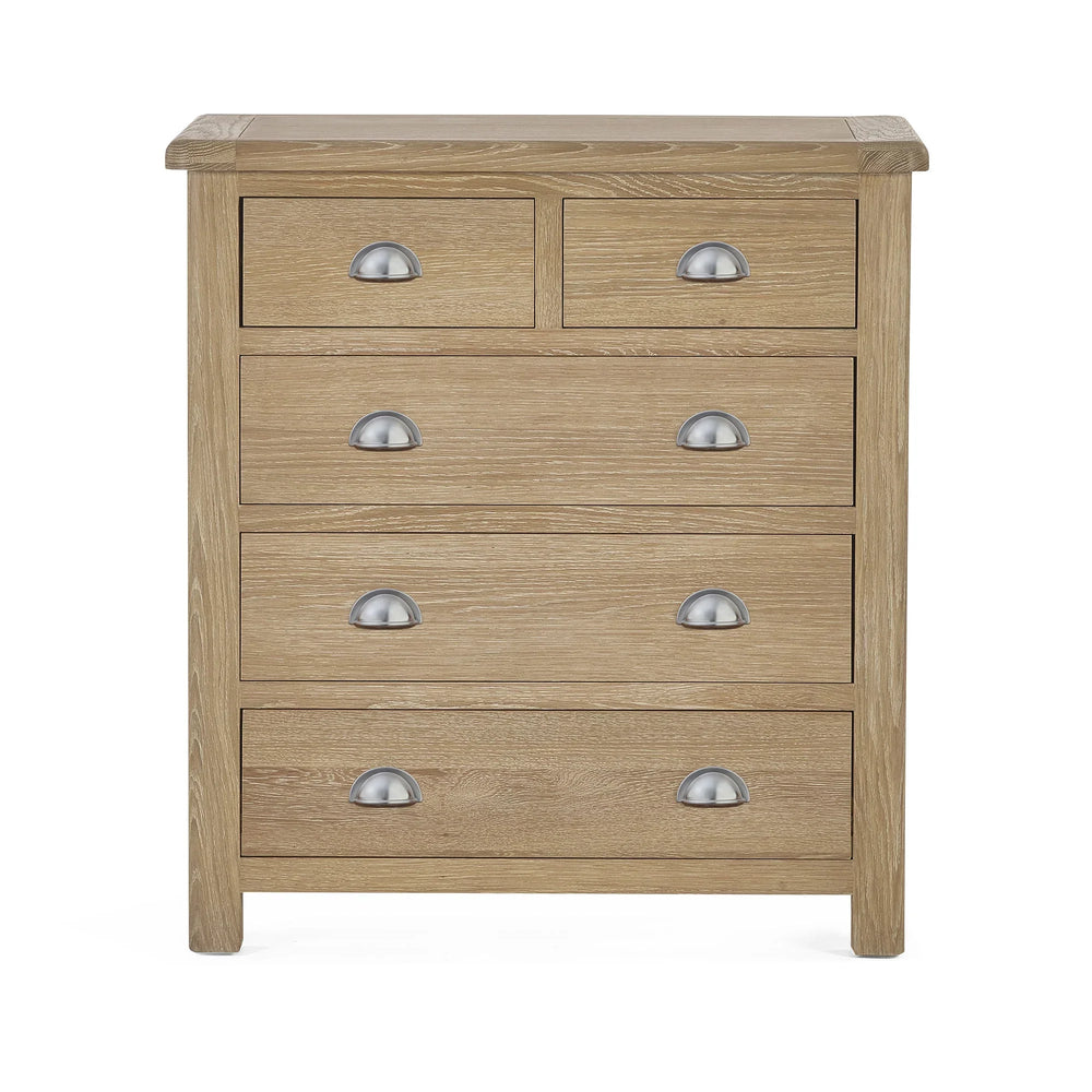 Memphis Limed Oak 3 + 2 Drawer Chest - Light Brown - MEM005