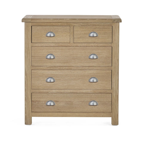 Memphis Limed Oak 3 + 2 Drawer Chest - Light Brown - MEM005