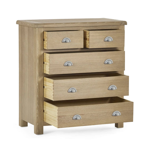 Memphis Limed Oak 3 + 2 Drawer Chest - Light Brown - MEM005