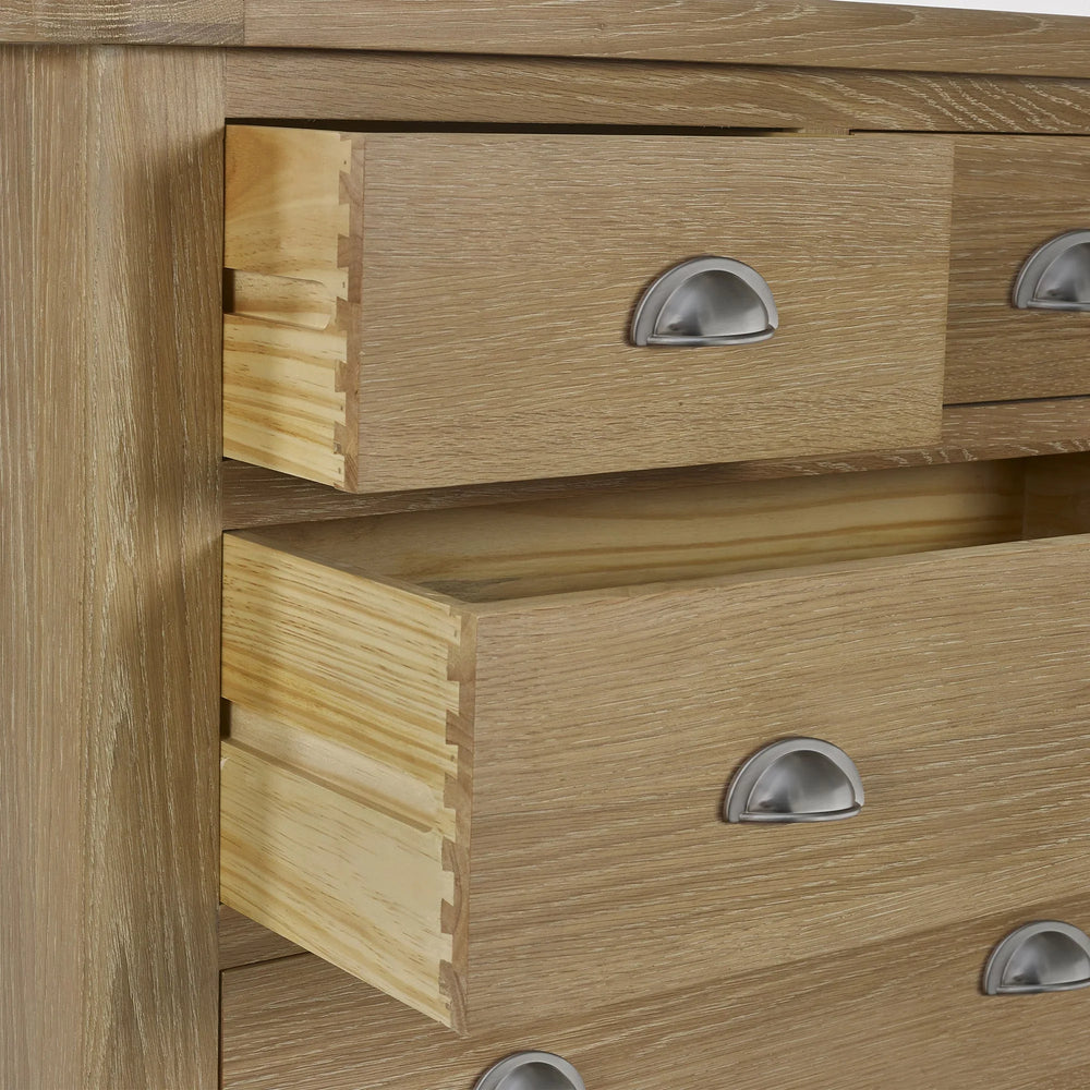 Memphis Limed Oak 3 + 2 Drawer Chest - Light Brown - MEM005