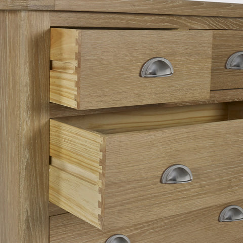 Memphis Limed Oak 3 + 2 Drawer Chest - Light Brown - MEM005