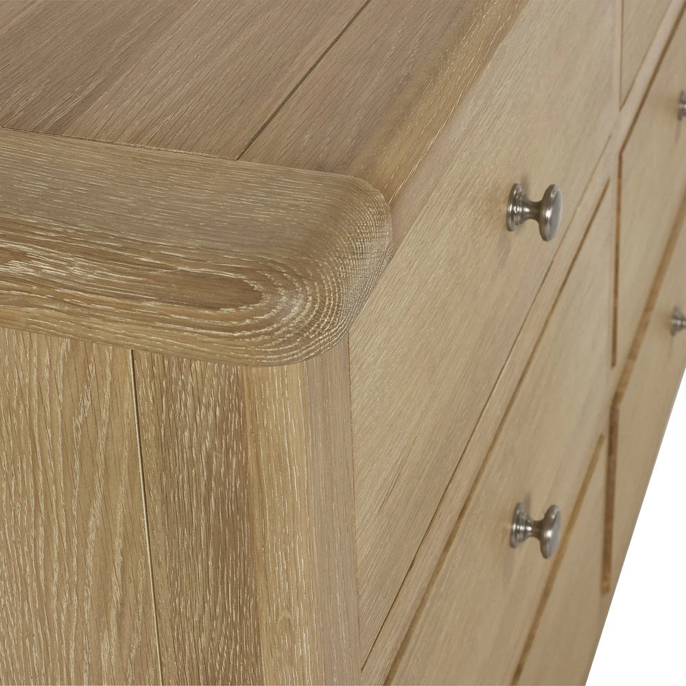 Memphis Limed Oak 6 Drawer Wide Chest - Light Brown - MEM006