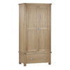 Memphis Limed Oak 2 Door 1 Drawer Wardrobe - Light Brown - MEM007