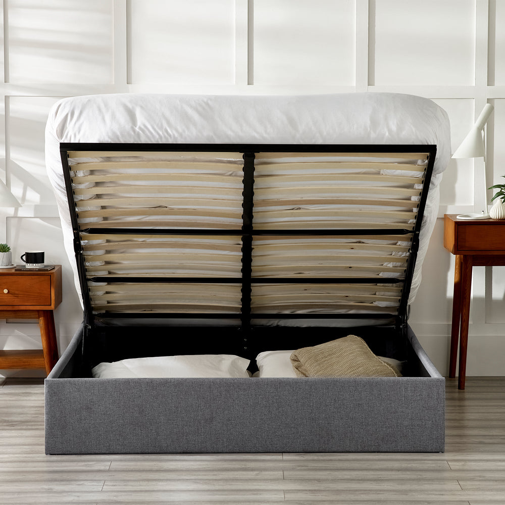 Merida Ottoman Storage Bed - Grey / Double - MER301