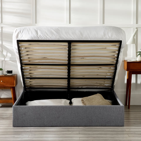 Merida Ottoman Storage Bed - Grey / Double - MER301