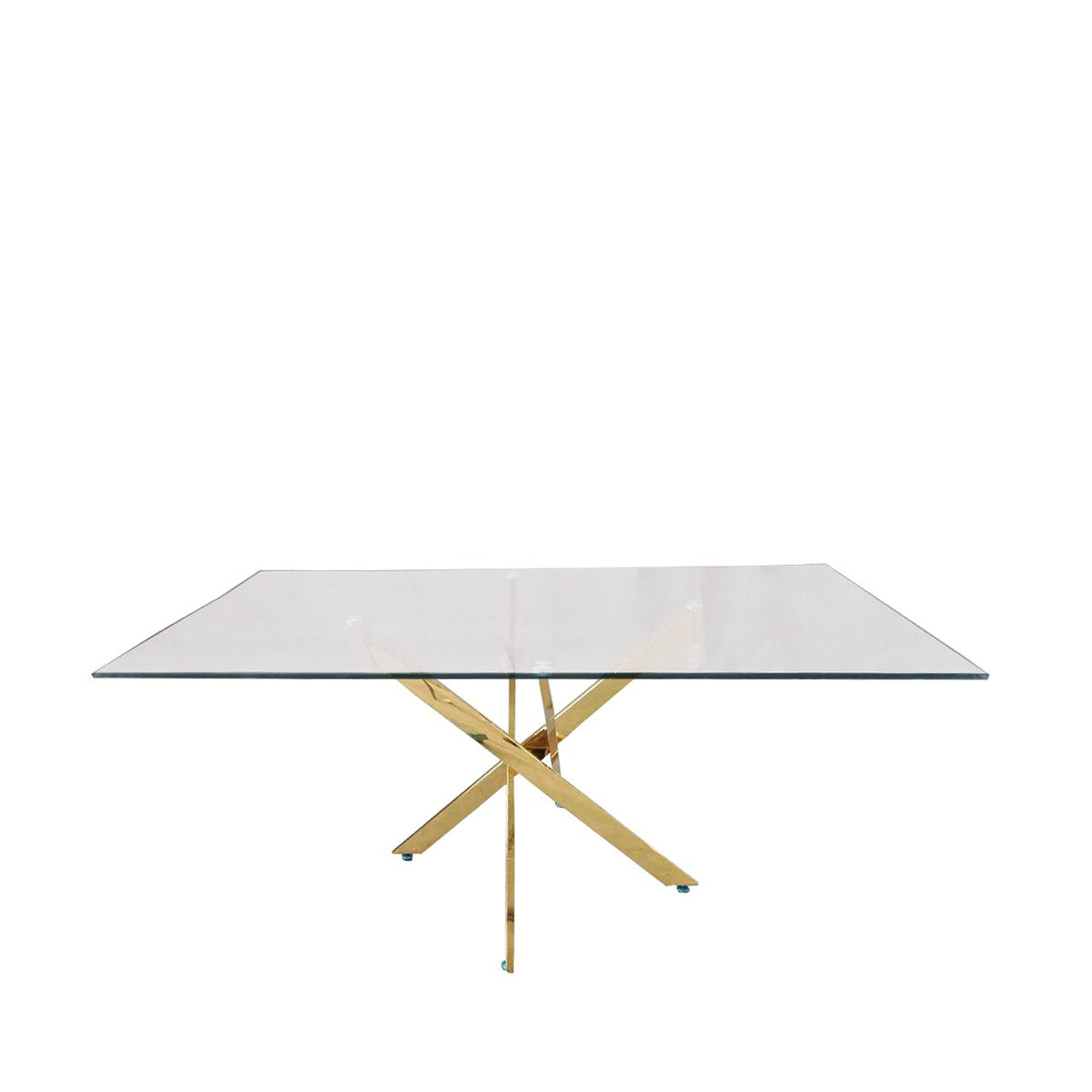 Nova 160Cm Gold And Glass Rect Dining Table-2 Parts