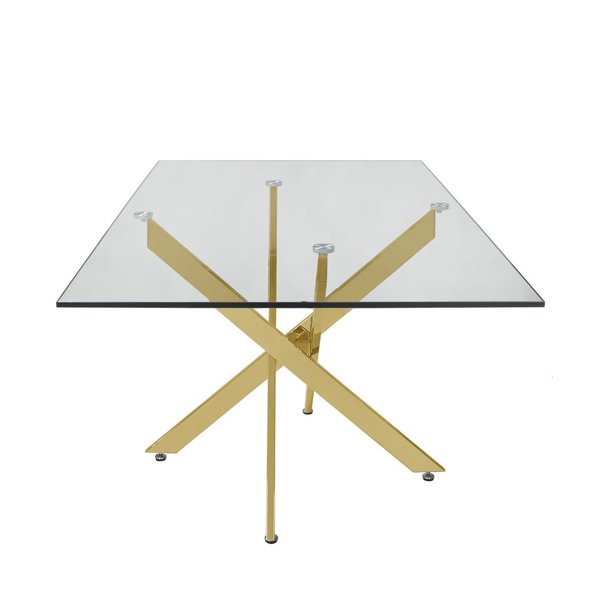 Nova 160Cm Gold And Glass Rect Dining Table-2 Parts