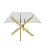 Nova 160Cm Gold And Glass Rect Dining Table-2 Parts