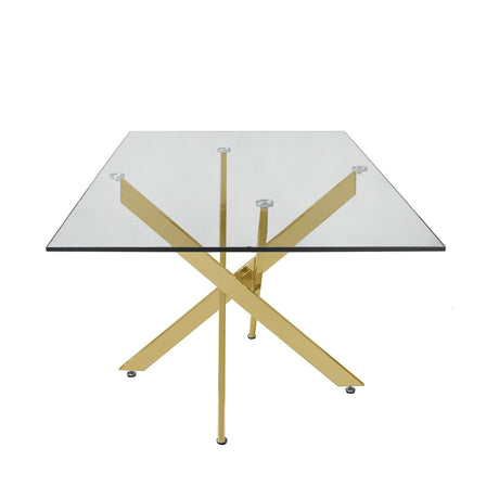 Nova 160Cm Gold And Glass Rect Dining Table-2 Parts