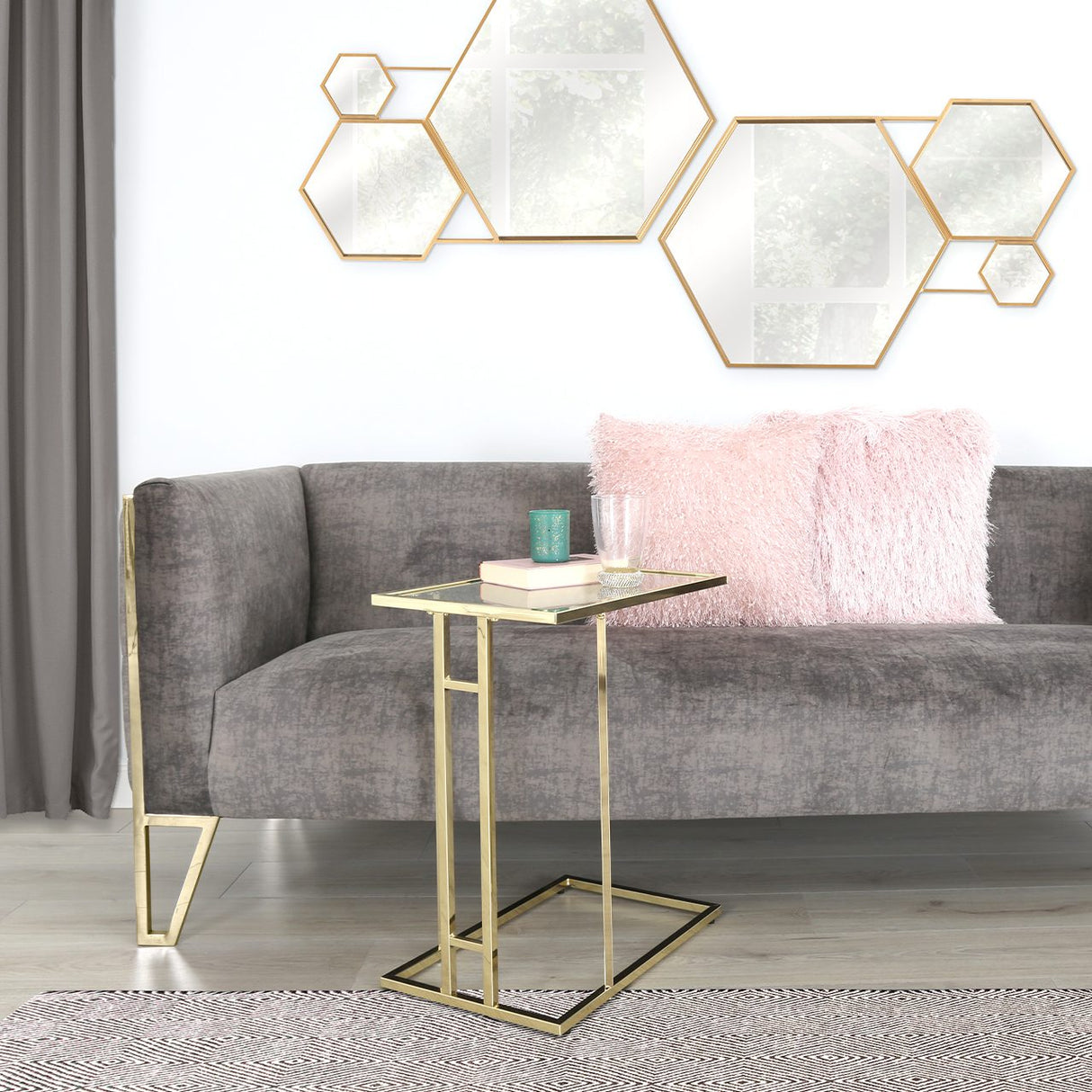 Harry Gold Sofa Table Clear Glass - Dsp Kd