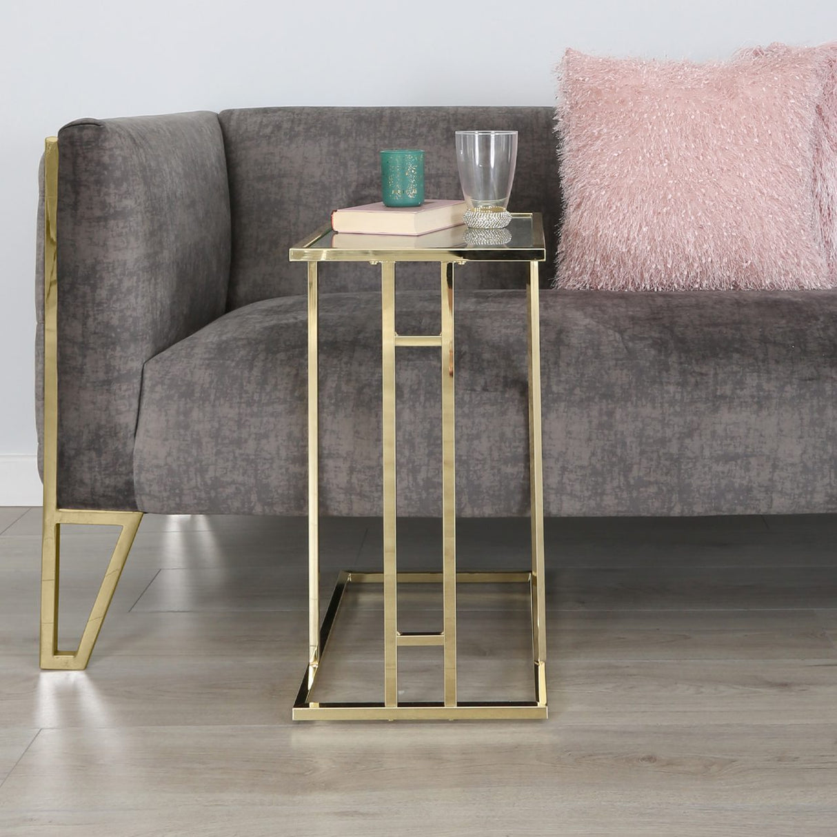 Harry Gold Sofa Table Clear Glass - Dsp Kd