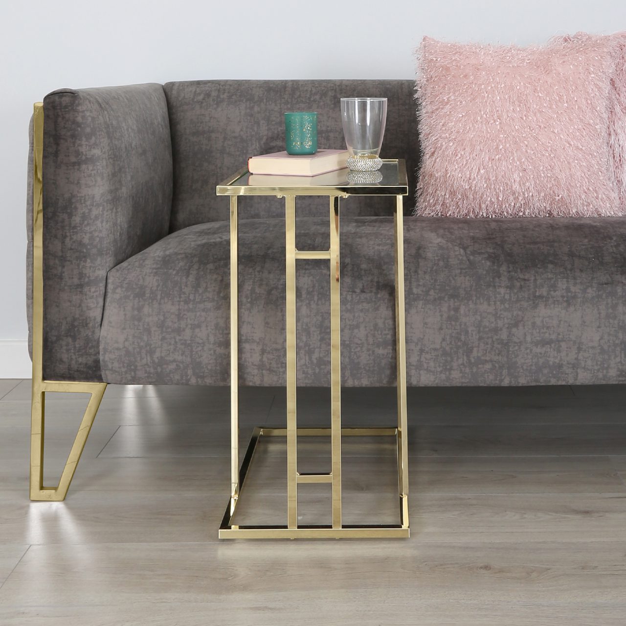 Harry Gold Sofa Table Clear Glass - Dsp Kd