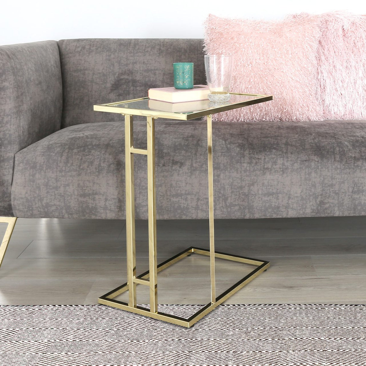 Harry Gold Sofa Table Clear Glass - Dsp Kd