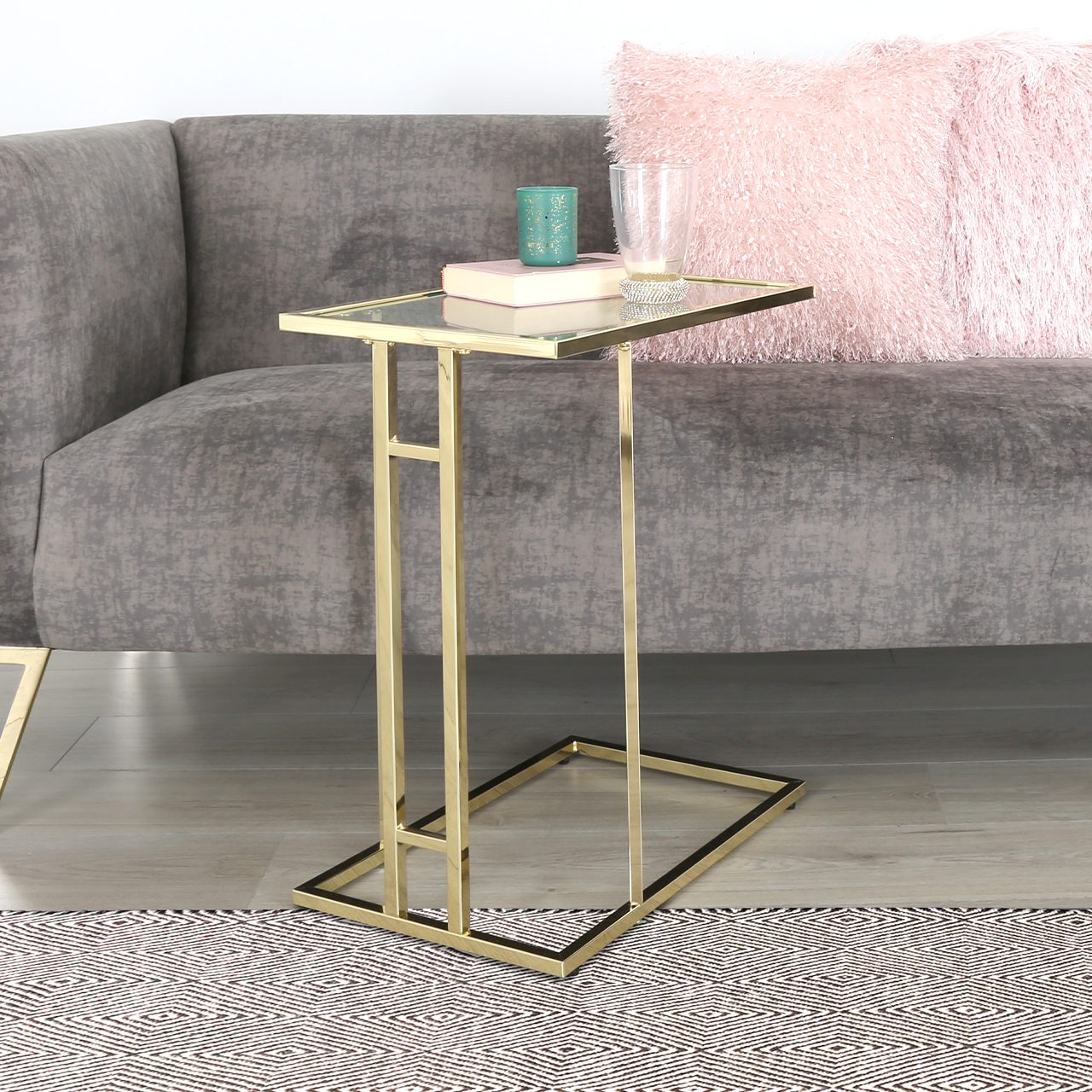 Harry Gold Sofa Table Clear Glass - Dsp Kd