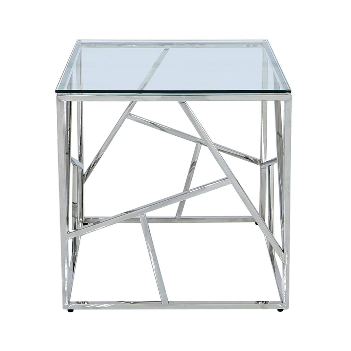 Azaria Stainless Steel End Table Glass Top