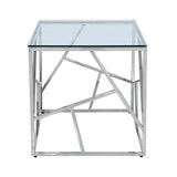 Azaria Stainless Steel End Table Glass Top