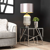 Azaria Stainless Steel End Table Glass Top