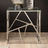 Azaria Stainless Steel End Table Glass Top