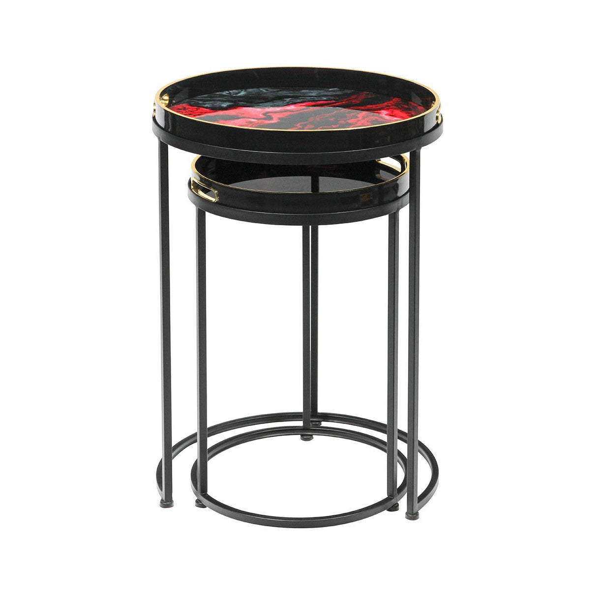 Set Of 2 Olin Nesting Tables Red And Black