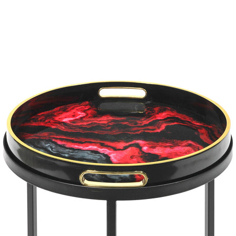 Set Of 2 Olin Nesting Tables Red And Black