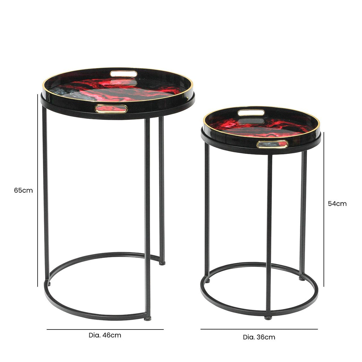 Set Of 2 Olin Nesting Tables Red And Black