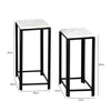 Set Of 2 Lena White Marble End Table With Black Metal Legs