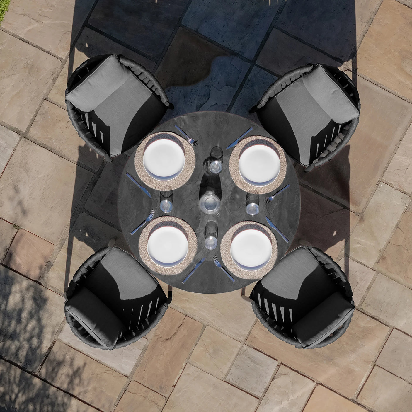 Milan 4 Seat Round Dining Set