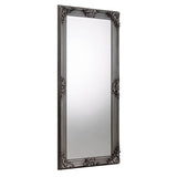 Rococo pewter dress mirror with ornate rectangular frame and decorative corner detailing