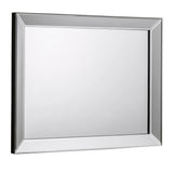 Soprano wall mirror with beveled glass frame shown from angle