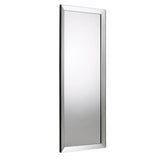 rectangular dress mirror with beveled glass frame shown at angle against white background