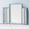 Soprano folding dressing table mirror with beveled glass panels on white surface