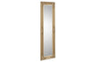 Tall gold ornate framed mirror with decorative detailing shown at an angle