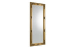 Gold ornate wall mirror with rectangular frame and decorative detailing
