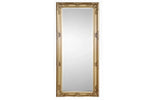 Full length mirror with gold ornate frame and decorative detailing