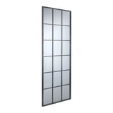 tall rectangular mirror with black metal grid frame, wall leaning, loft style