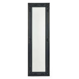 Tall black ornate framed mirror with decorative detailing, full length wall mirror