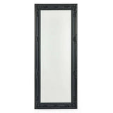 Tall black ornate framed mirror with decorative detailing, full length wall mirror