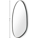 Asymmetric wall mirror with black frame, 130 cm tall, side angle view