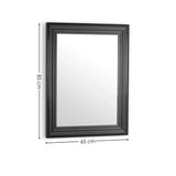 Rectangular wall mirror with black frame, 85 cm by 65 cm, shown on white background