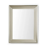 Rectangular wall mirror with beveled glass and silver grooved frame, front view