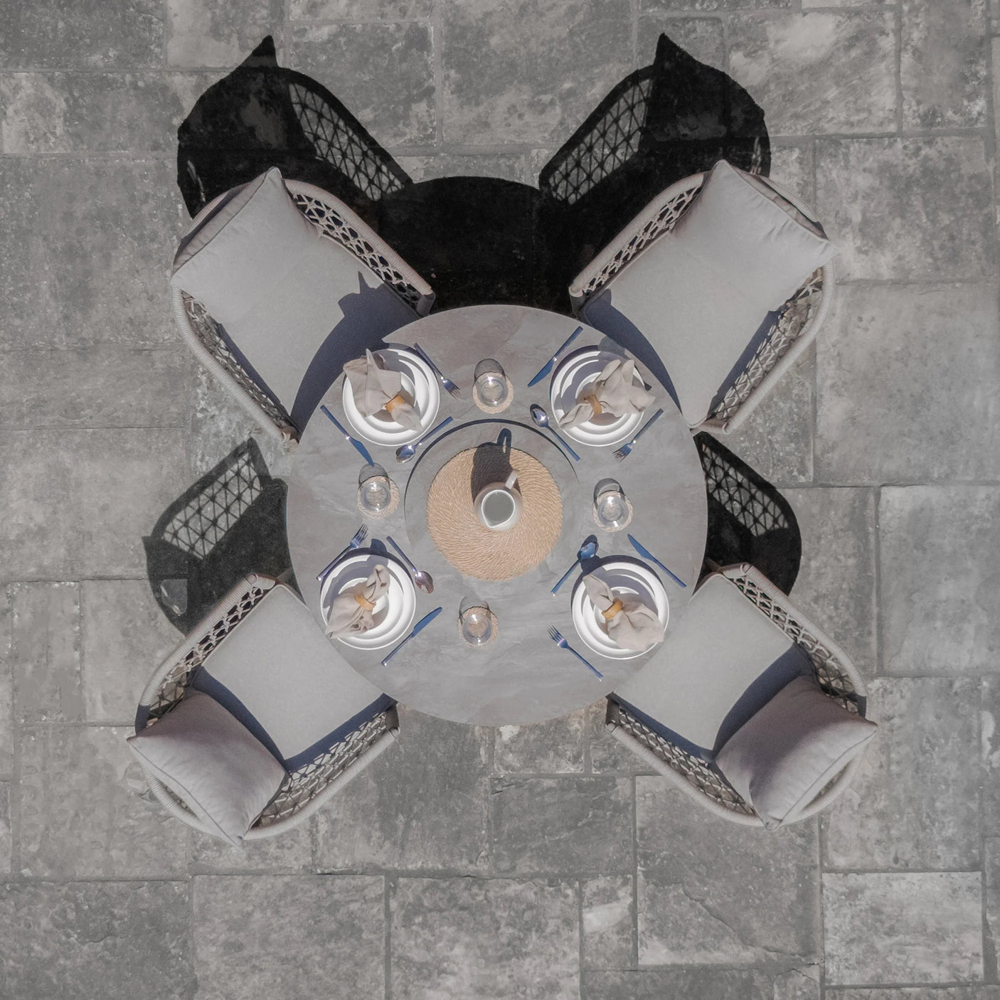 Monaco 4 Seat Round Dining Set