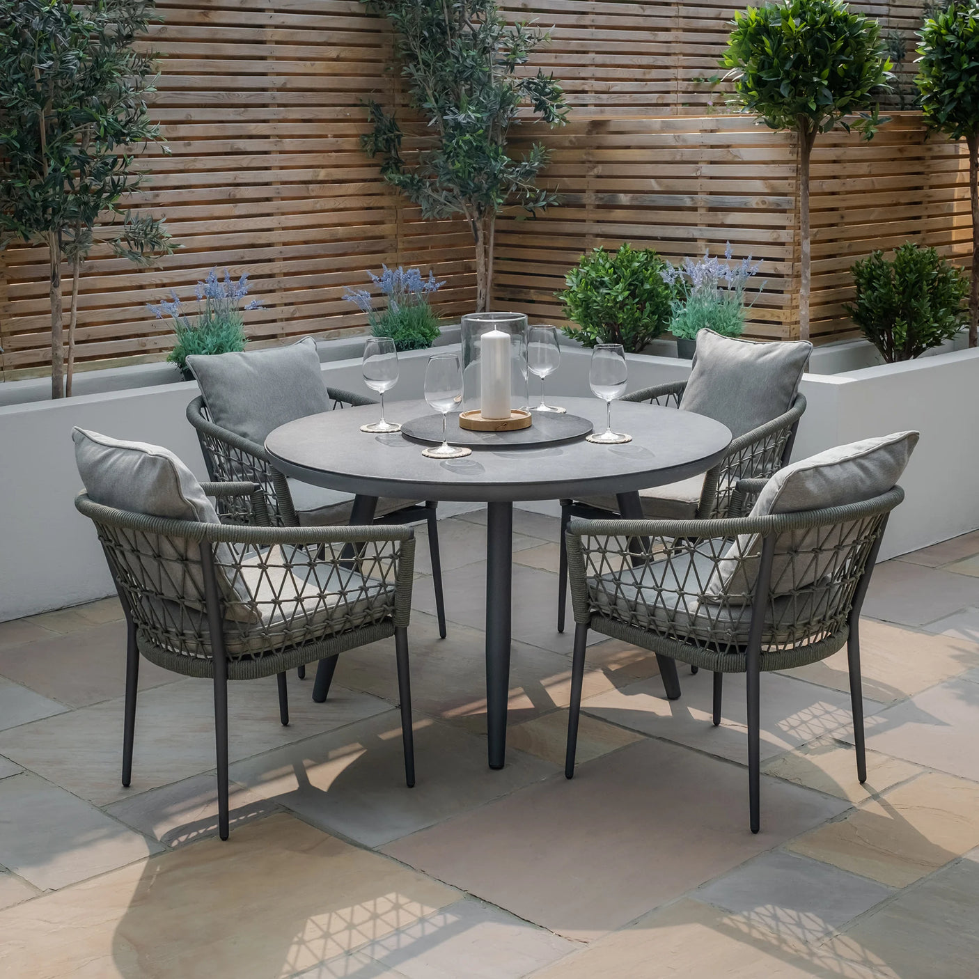 Monaco 4 Seat Round Dining Set