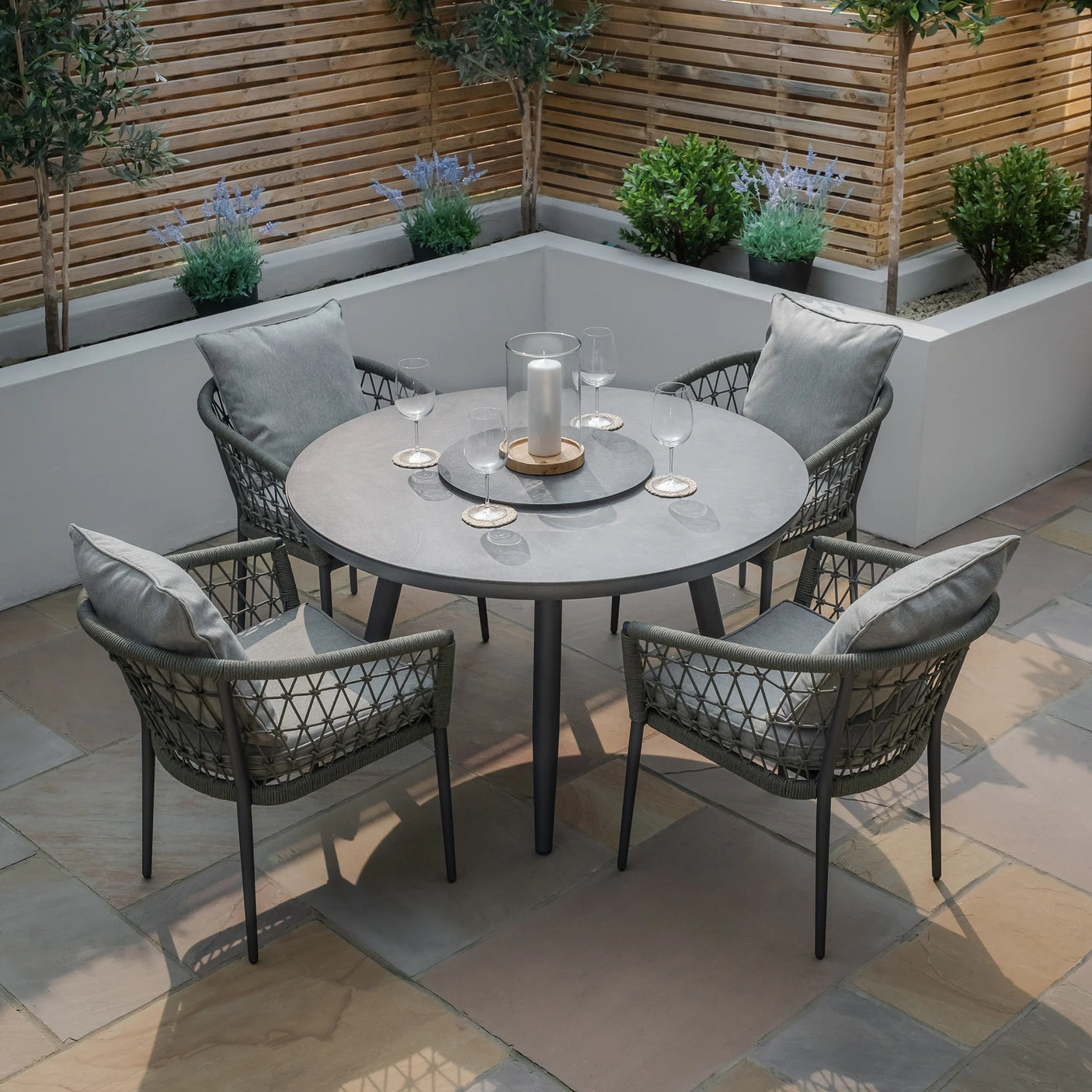 Monaco 4 Seat Round Dining Set