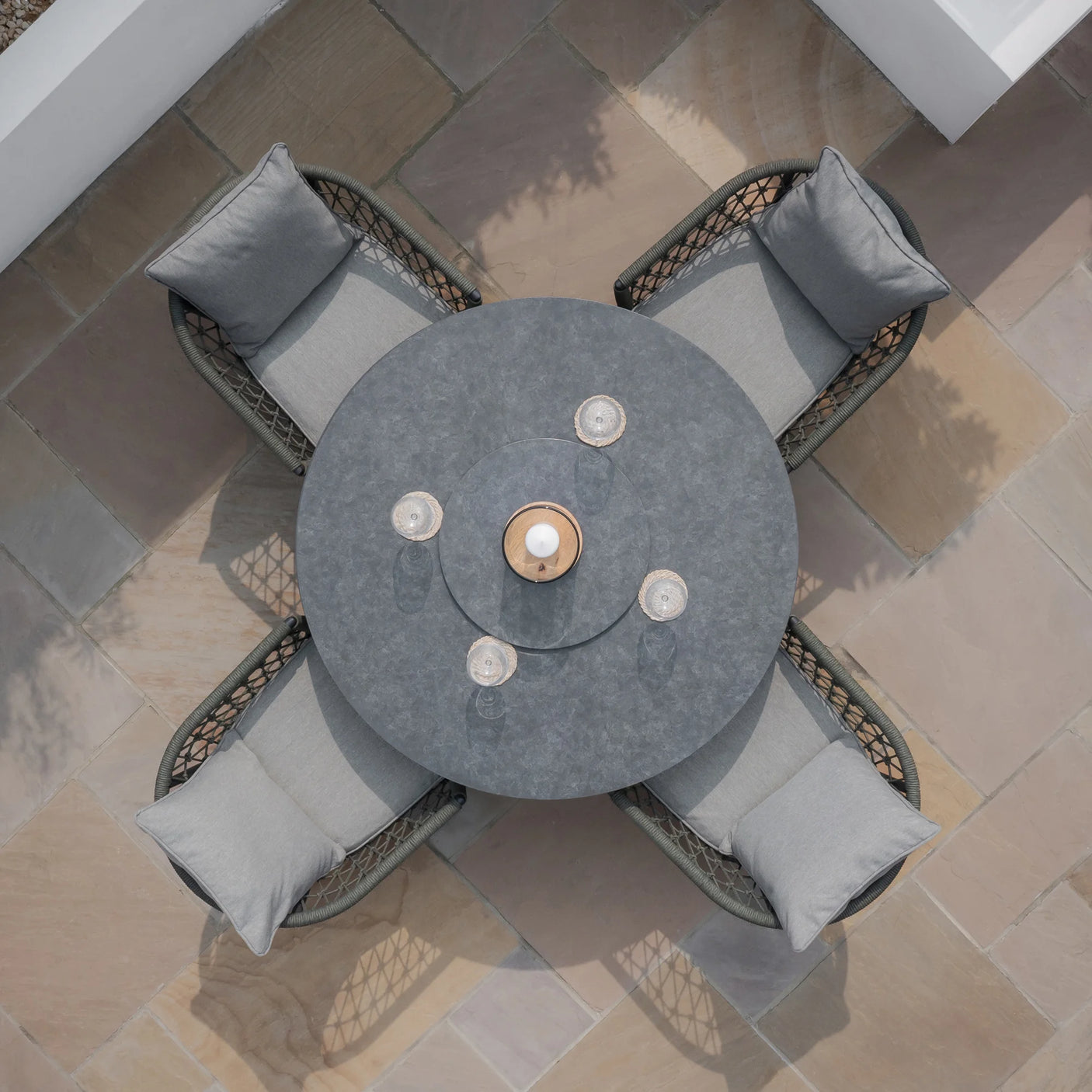 Monaco 4 Seat Round Dining Set