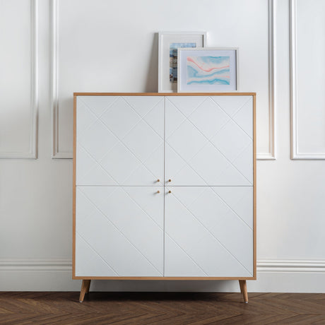 Moritz 4 Door Cabinet - White and Light Brown - MOR001