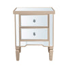 Vista 2 Drawer Dark Champagne Wood &amp; Mirror Bedside Cabinet