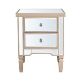 Vista 2 Drawer Dark Champagne Wood &amp; Mirror Bedside Cabinet